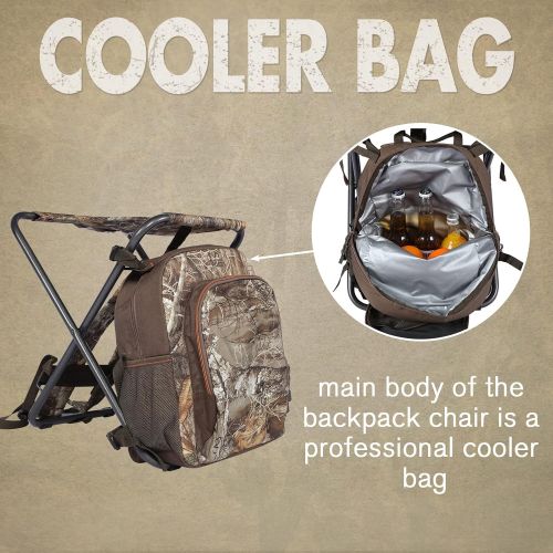  TIMBER RIDGE 3 in 1 Cooler Backpack Chair Foldable Fishing Seat Stool with Cooler Bag, Compact Lightweight Portable for Outdoor Camping Hiking Hunting(CAMO)