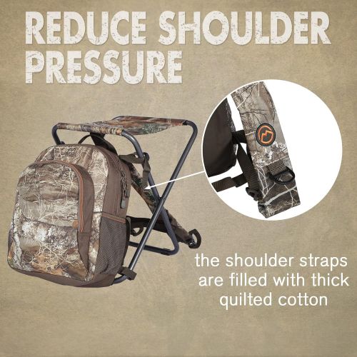  TIMBER RIDGE 3 in 1 Cooler Backpack Chair Foldable Fishing Seat Stool with Cooler Bag, Compact Lightweight Portable for Outdoor Camping Hiking Hunting(CAMO)