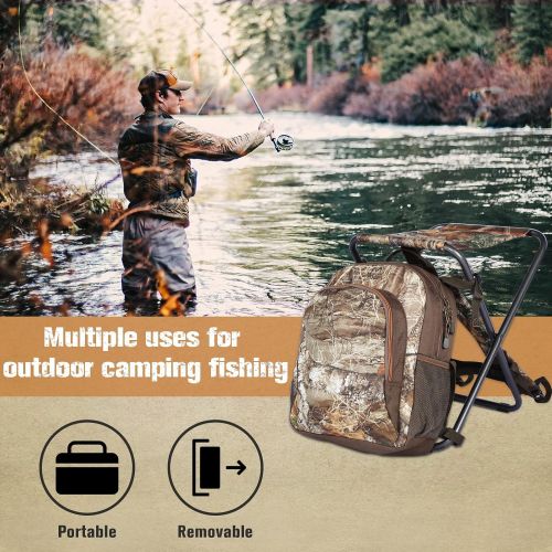  TIMBER RIDGE 3 in 1 Cooler Backpack Chair Foldable Fishing Seat Stool with Cooler Bag, Compact Lightweight Portable for Outdoor Camping Hiking Hunting(CAMO)