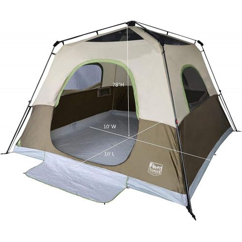  Timber Ridge Camping Tent 6 Person Instant Tent 10x10 Feet Portable Cabin Tent with Rainfly for Family Camping, Traveling, Hiking, Picnicing, Easy Set Up
