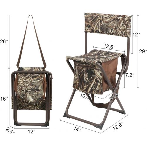  TIMBER RIDGE Portal Foldable Outdoor Chair Portable Fishing Stool with Storage Pocket, Camouflage