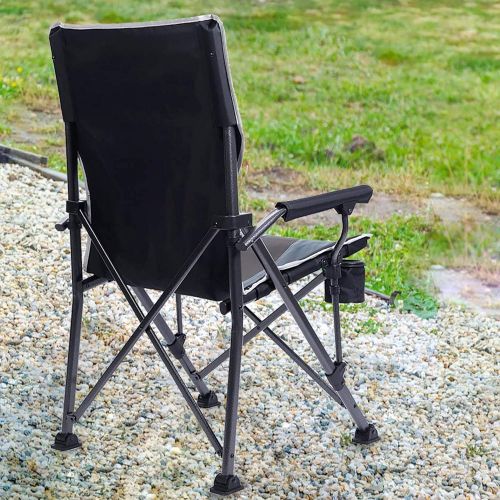  Timber Ridge Camping Chair 400lbs Folding Padded Hard Arm Chair High Back Lawn Chair Ergonomic Heavy Duty with Cup Holder, for Camp, Fishing, Hiking, Outdoor, Carry Bag Included
