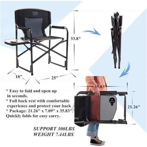  Timber Ridge Directors Chair Folding Aluminum Camping Portable Lightweight Chair Supports 300lbs with Side Table, Outdoor