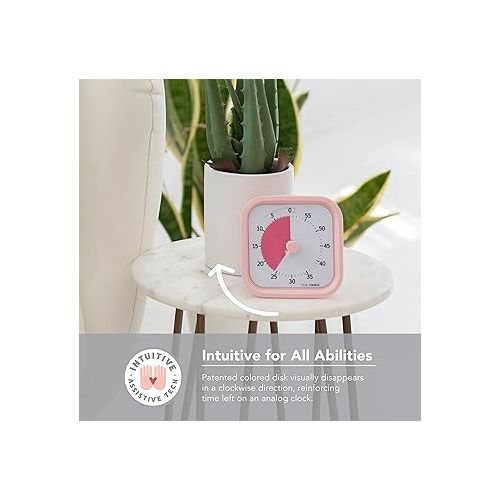  TIME TIMER Home MOD - 60 Minute Kids Visual Timer Home Edition - for Homeschool Supplies Study Tool, Timer for Kids Desk, Office Desk and Meetings with Silent Operation (Peony Pink)