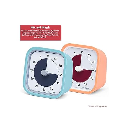  TIME TIMER Home MOD Color Cases - for Classroom Learning, Homeschool Study Tool, Student Desk Clock and Office Meetings with Silent Operation (2-Pack), Orange & Blue Pack