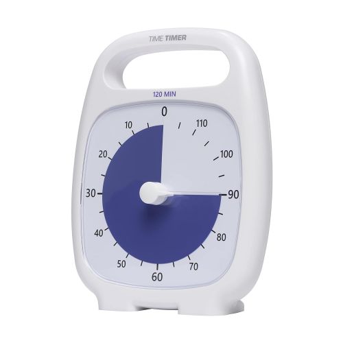  [무료배송]Time Timer PLUS 60 Minute Desk Visual Timer  Countdown Timer with Portable Handle for Classroom, Office, Homeschooling, Study Tool, with Silent Operation (White)