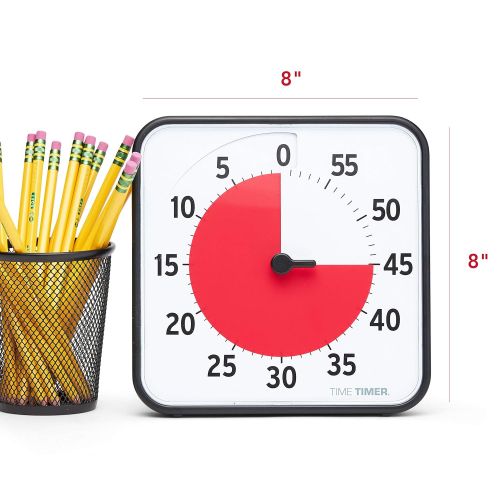  [무료배송]TIME TIMER 8 inch Visual Timer - 60 Minute Kids Desk Countdown Clock with Dry Erase Activity Card, Also Magnetic - for Kids Classroom, Homeschooling Study Tool, Task Reminder, Home