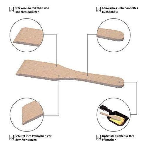  Timeleos Racletteschieber Raclettespachtel Racletteschaber und Untersetzer Brettchen aus Holz fuer Raclette Pfannchen als Zubehoer (Racletteschieber Buche, 8)