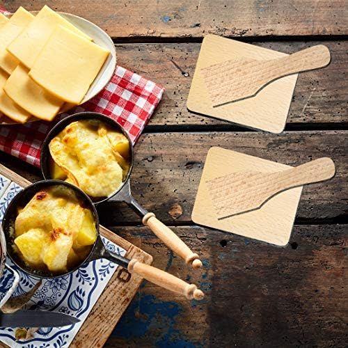  [아마존베스트]Timeleos Raclette Spatula Raclette Scraper and Coaster Board Wood for Raclette Pan Accessory, 8 coasters and 8 sliders