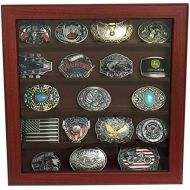 TIMELYBUYS Cherry Wood Wall Belt Buckle Display Case with Five Rows for Collectible Belt Buckles