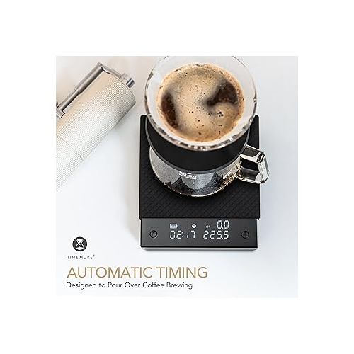  TIMEMORE Exclusive - Black Mirror Basic PRO Coffee Scale with Timer, Flow Rate Measurement, Digital Coffee Scale with 0.1g Precise Graduation, for Espresso Pour Over Drip Coffee, 2000 Grams, Black