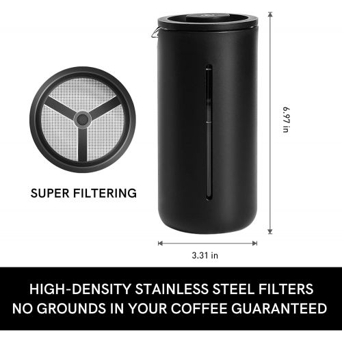  TIMEMORE French Press Coffee & Tea Maker 15oz(450ml), Heat Resistant Thickened Borosilicate Glass Coffee Press with 1 Filter Screen and Stainless Steel Stand, Durable Rust-Free Eas