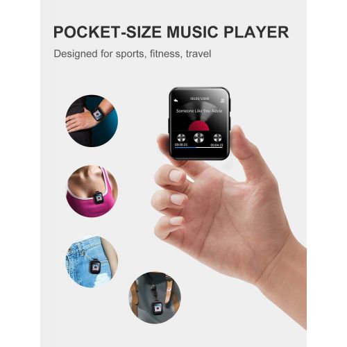  [아마존 핫딜] [아마존핫딜]TIMMKOO MP3 Player with Bluetooth,32GB Clip MP3 Player with FM Radio Wired Earbuds,Music Player with Touch Full Screen, Voice Recorder,Video Play, Wrist Belt, Mini MP3 Player Bluetooth for