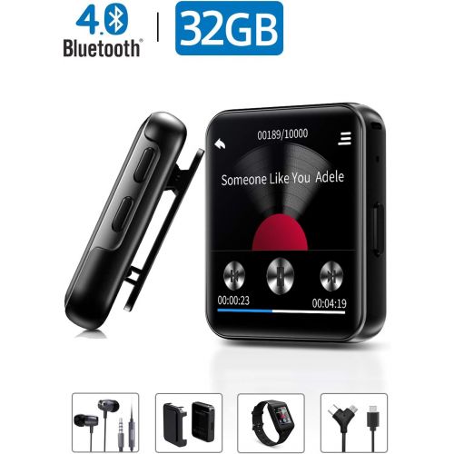  [아마존 핫딜] [아마존핫딜]TIMMKOO MP3 Player with Bluetooth,32GB Clip MP3 Player with FM Radio Wired Earbuds,Music Player with Touch Full Screen, Voice Recorder,Video Play, Wrist Belt, Mini MP3 Player Bluetooth for