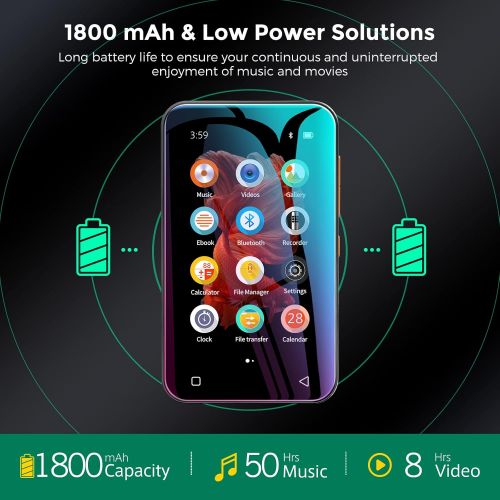  [아마존베스트]TIMMKOO MP3 Player with Bluetooth, 4.0 Full TouchScreen Mp4 Mp3 Player with Speaker, 8GB Portable HiFi Sound Mp3 Music Player with FM Radio, Voice Recorder, E-book, Supports up to