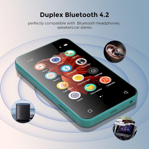  [아마존베스트]TIMMKOO MP3 Player with Bluetooth, 4.0 Full Touchscreen Mp4 Mp3 Player with Speaker, 8GB Portable HiFi Sound Mp3 Music Player with FM Radio, Voice Recorder, E-Book, Supports up to