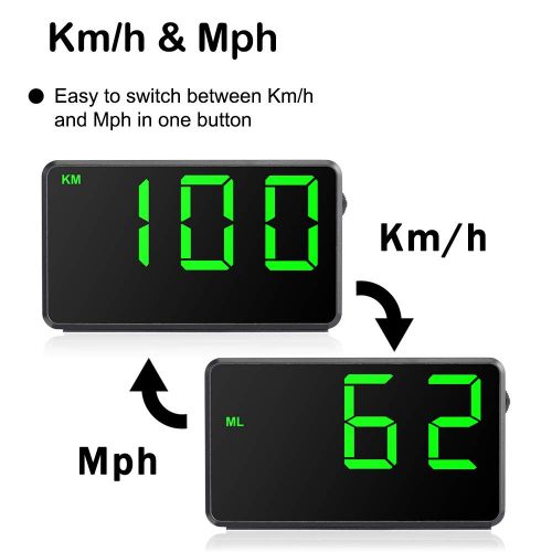  TIMPROVE Universal Digital Car HUD Head Up Display GPS Speedometer with Over Speed Alarm Tired Driving Warning Windshield Project for All Vehicle Bicycle Motorcycle