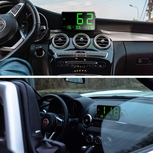  TIMPROVE Universal Digital Car HUD Head Up Display GPS Speedometer with Over Speed Alarm Tired Driving Warning Windshield Project for All Vehicle Bicycle Motorcycle