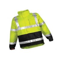 TINGLEY Tingley J24122-L Large 33 1/2 Fluorescent Yellow/Green/Black Icon Job Sight 12 mil Polyurethane And Polyester Class 3 Level 2 Rain Jacket With Storm Fly Front And Zipper Closure, S