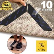 TINGOR 10 Pcs Anti Curling Carpet Tape Rug Grippers, Non Slip Rug Runner Gripper Pad for Area Rugs Double Sided Washable Reusable Pads for Tile Hardwood Floors, Carpets, Floor Mats