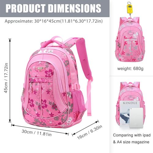  Tinksky School Sports Backpack Flowers Pattern Christmas Students Book Bag Good Gift for Children