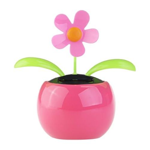  [아마존베스트]Tinksky Dacing Solar Flower Car Decor Solar Powered Happy Dancing Flower in the Pot Office Desk Display (Pink)