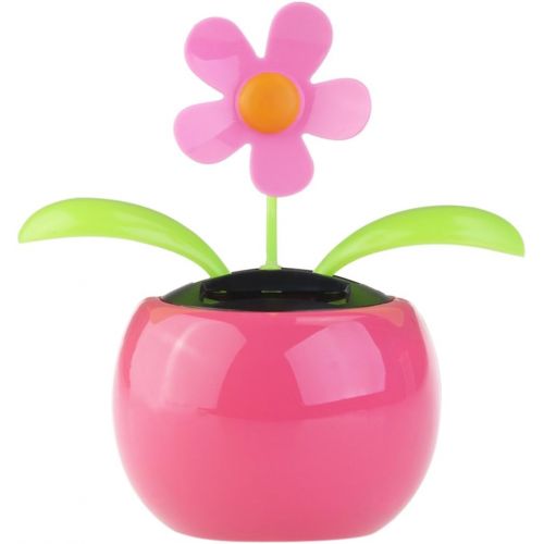  [아마존베스트]Tinksky Dacing Solar Flower Car Decor Solar Powered Happy Dancing Flower in the Pot Office Desk Display (Pink)