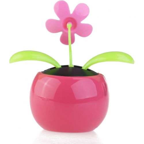  [아마존베스트]Tinksky Dacing Solar Flower Car Decor Solar Powered Happy Dancing Flower in the Pot Office Desk Display (Pink)