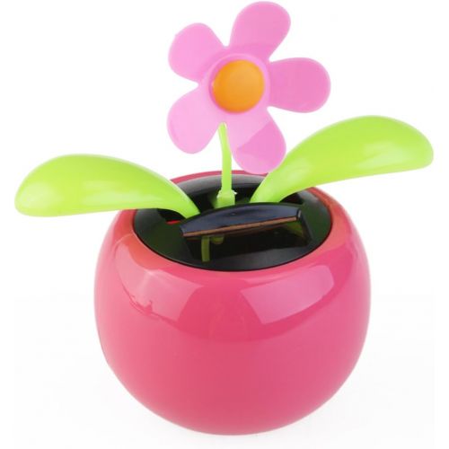  [아마존베스트]Tinksky Dacing Solar Flower Car Decor Solar Powered Happy Dancing Flower in the Pot Office Desk Display (Pink)