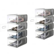 TINTON LIFE 8 Pack Stackable Clear Front Open Shoe Storage Box(Grey)