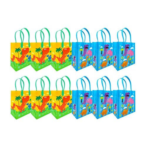  TINYMILLS Dinosaurs Party Favor Bags Treat Bags, 12 Pack