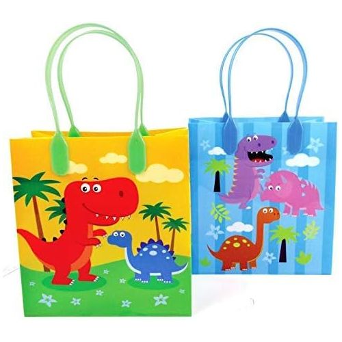  TINYMILLS Dinosaurs Party Favor Bags Treat Bags, 12 Pack