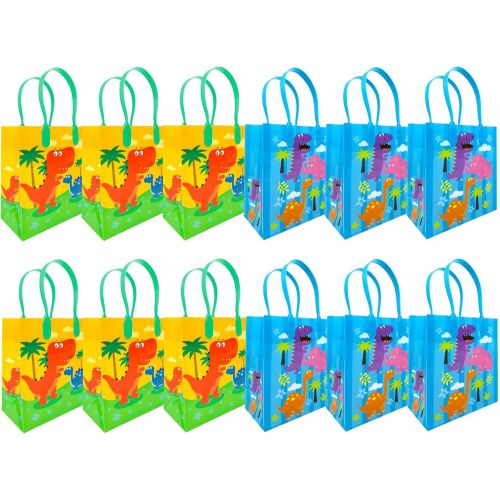  TINYMILLS Dinosaurs Party Favor Bags Treat Bags, 12 Pack