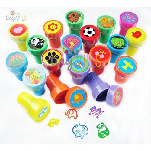  [아마존베스트]Tiny Mills 50 Pcs Assorted Stampers for Kids - Birthday Party Favors