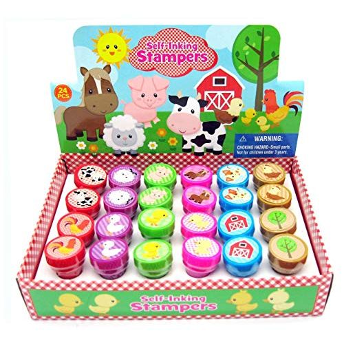  [아마존베스트]Tiny Mills 24 Pcs Barnyard Farm Animals Stampers for Kids