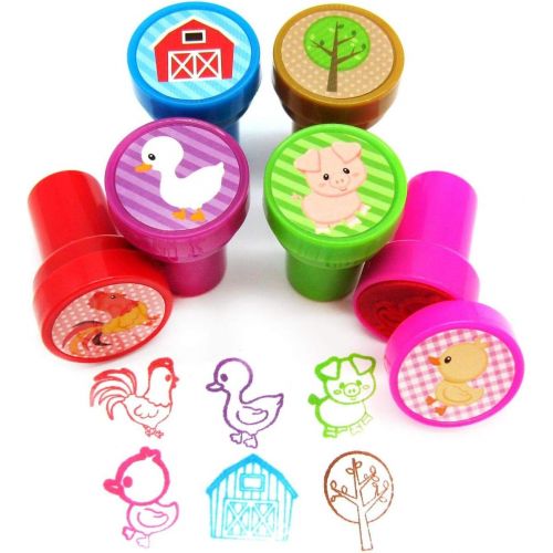  [아마존베스트]Tiny Mills 24 Pcs Barnyard Farm Animals Stampers for Kids