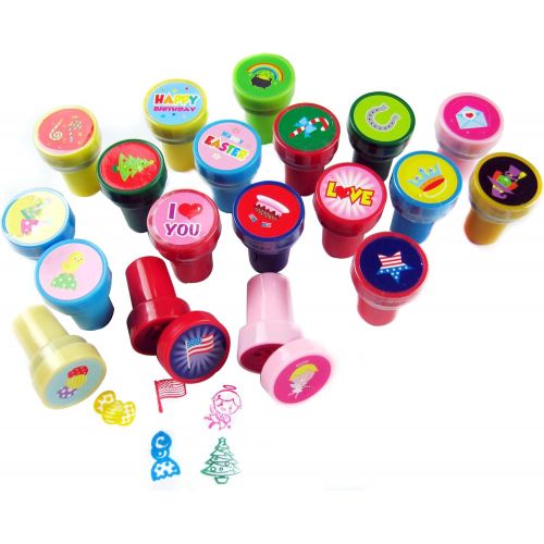  [아마존베스트]Tiny Mills 60 Pcs Holidays and Occasions Assorted Stampers for Kids