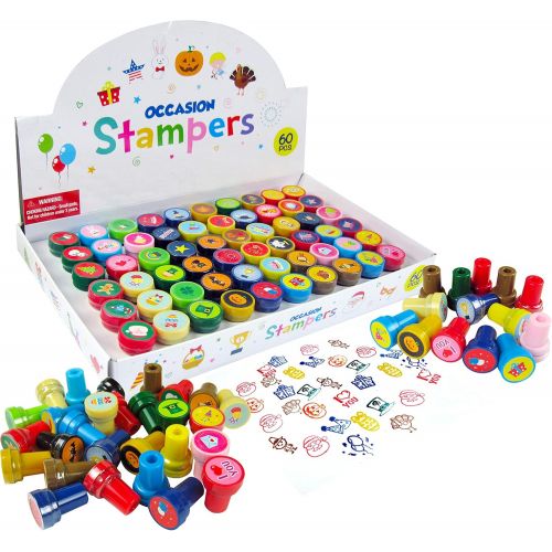  [아마존베스트]Tiny Mills 60 Pcs Holidays and Occasions Assorted Stampers for Kids