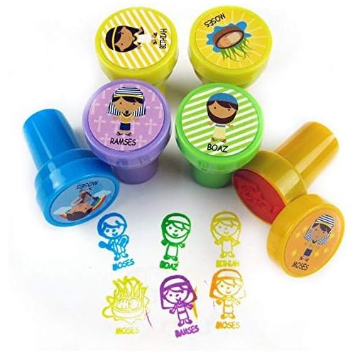  [아마존베스트]Tiny Mills 50 Pcs Bible Characters Religious Assorted Stampers for Kids