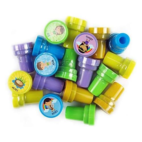  [아마존베스트]Tiny Mills 50 Pcs Bible Characters Religious Assorted Stampers for Kids