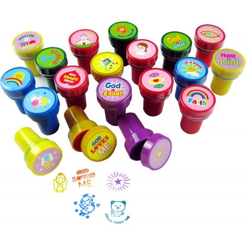  [아마존베스트]Tiny Mills 50 Pcs Religious Assorted Stampers for Kids Religious Prizes Carnival Prizes Easter Basket Easter Egg Fillers Sunday School Prizes