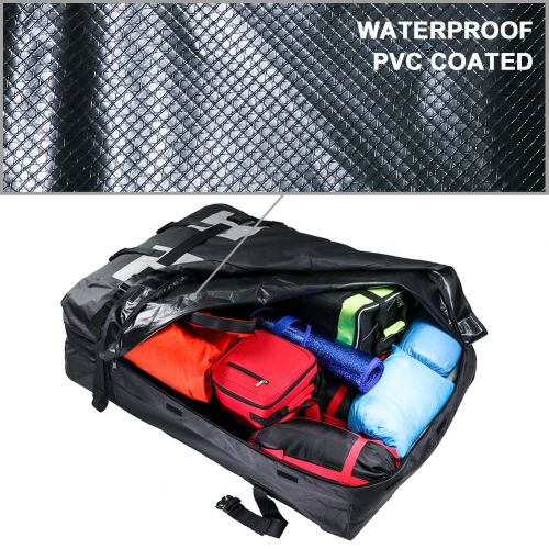  TIROL Waterproof Roof Top Carrier Cargo Luggage Travel Bag (15 Cubic Feet) For Vehicles With Roof Rails