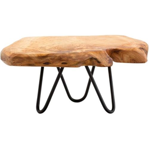  TJ Global Natural Edge Wooden Stand with Hairpin Legs for Displaying Cakes, Plants, Candles, Decor (L10 x W9 x H5)