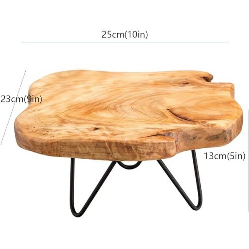  TJ Global Natural Edge Wooden Stand with Hairpin Legs for Displaying Cakes, Plants, Candles, Decor (L10 x W9 x H5)