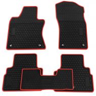 TK biosp Car Floor Mats for Infiniti Q50 2014-2019 Front And Rear Heavy Duty Rubber Liner Set Black Red Vehicle Carpet Custom Fit-All Weather Guard Odorless