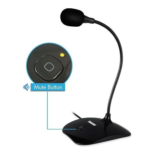  USB Microphone for PC, Computer Microphone, PC Microphone with Mute Button & LED Indicator, Laptop Desktop Condenser Mic, Great for Podcast, Gaming, Streaming, Recording - Windows & Mac