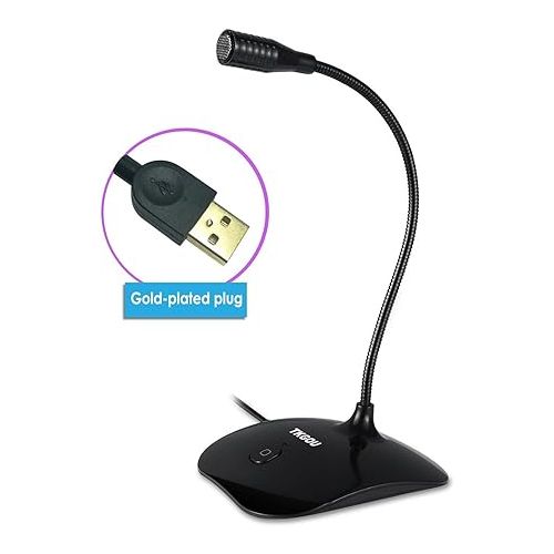  USB Microphone for PC, Computer Microphone, PC Microphone with Mute Button & LED Indicator, Laptop Desktop Condenser Mic, Great for Podcast, Gaming, Streaming, Recording - Windows & Mac