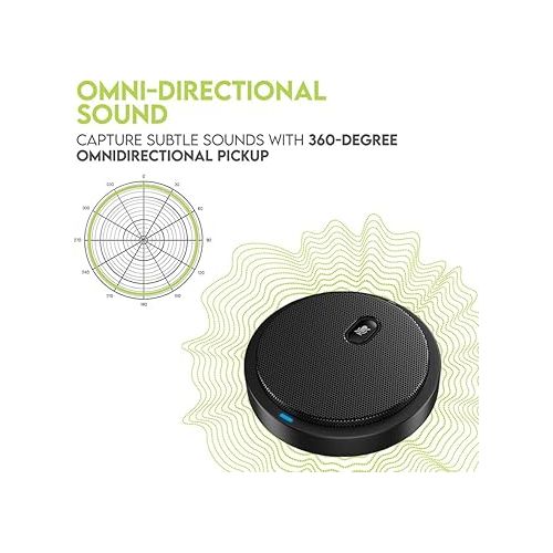  Conference USB Microphone, Computer Desk Microphone with Mute Button and LED Indicator, Plug & Play Omnidirectional PC Laptop Mics for Online Meeting/Class,Skype,Recording,Zoom(No speakers included)