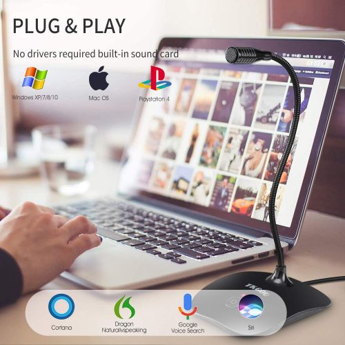  [아마존베스트]TKGOU USB Computer Microphone with Mute Button,Plug&Play Condenser,Desktop, PC, Laptop, Mac, PS4 Mic LED Indicator -360 Gooseneck Design -Recording, Dictation, YouTube, Gaming, Streaming