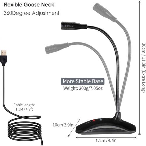  [아마존베스트]TKGOU USB Computer Microphone with Mute Button,Plug&Play Condenser,Desktop, PC, Laptop, Mac, PS4 Mic LED Indicator -360 Gooseneck Design -Recording, Dictation, YouTube, Gaming, Streaming